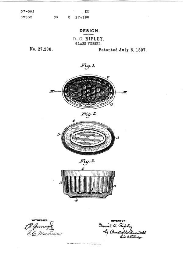 U. S. Glass Gelatin Mold Design Patent D 27288-1