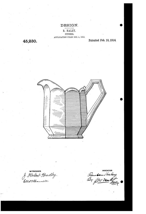 U. S. Glass #15152 Georgian Creamer Design Patent D 45230-1