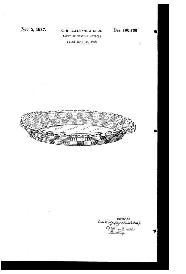 U. S. Glass #15364 Basquette Tray Design Patent D106796-1