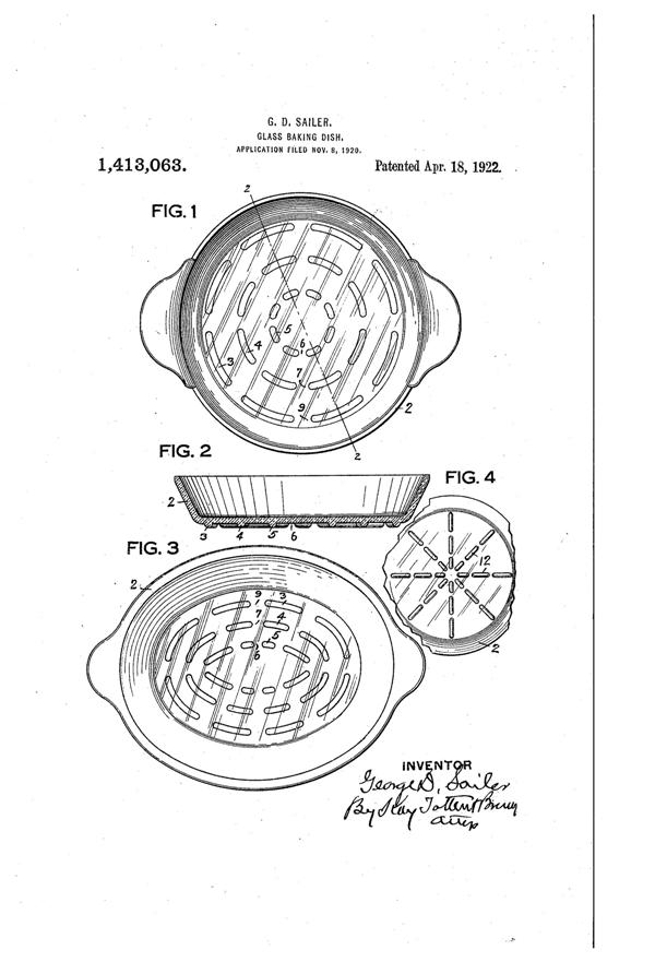 McKee Glasbake Baking Dish Patent 1413063-1