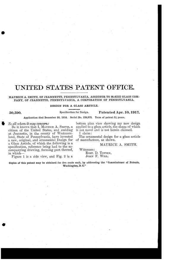 McKee # 410 Innovation Bowl Design Patent D 50590-2