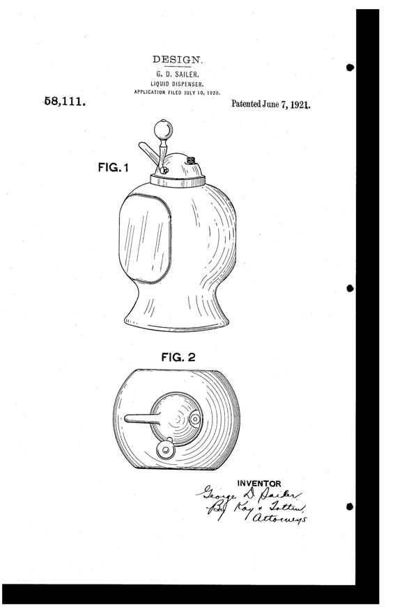 McKee Dispenser Design Patent D 58111-1