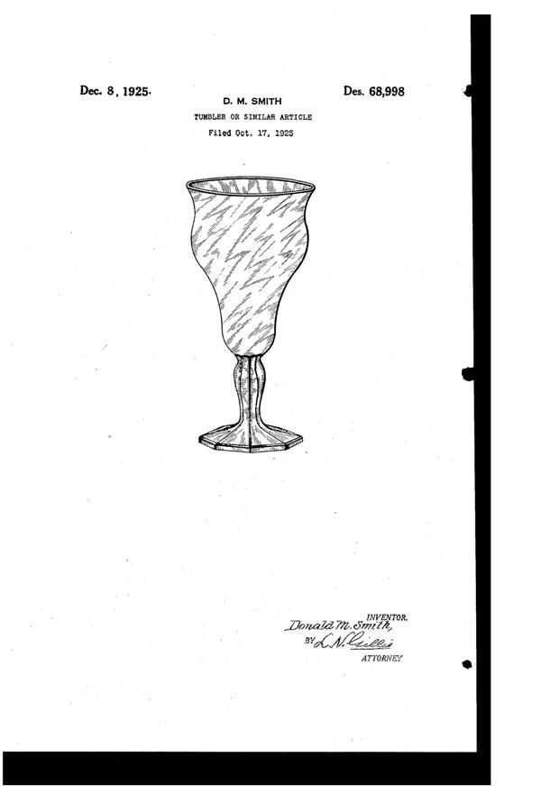 McKee Goblet Design Patent D 68998-1