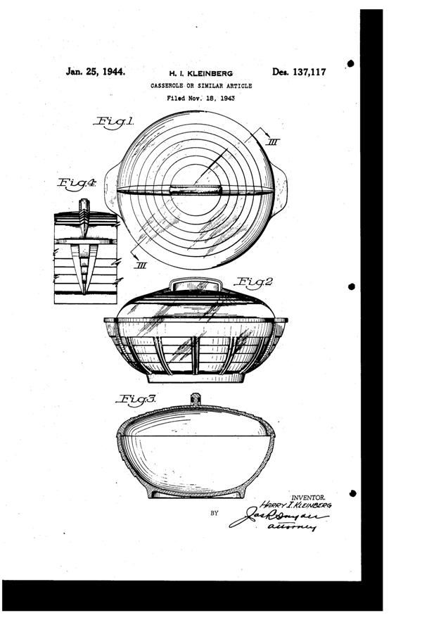 McKee Casserole Design Patent D137117-1