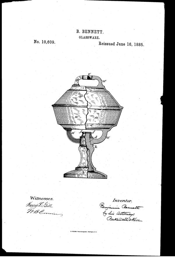 McKee Covered Compote Reissued Patent RE10609-1