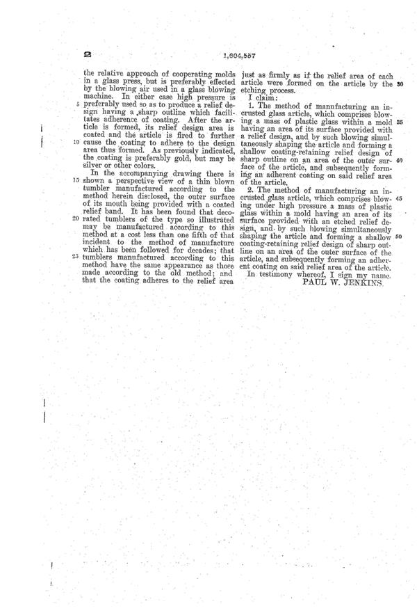 MacBeth-Evans Method of Decorating Glass Patent 1604557-3