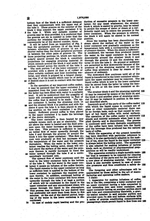MacBeth-Evans Coffee Maker Patent 1976620-3