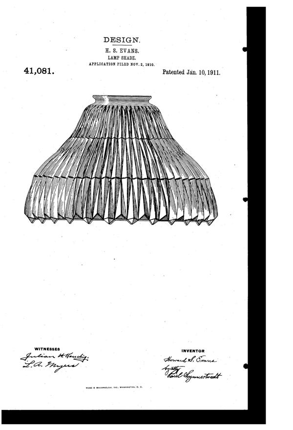 MacBeth-Evans Light Fixture Shade Design Patent D 41081-1