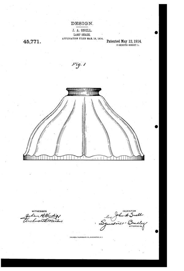 MacBeth-Evans Light Fixture Shade Design Patent D 45771-1