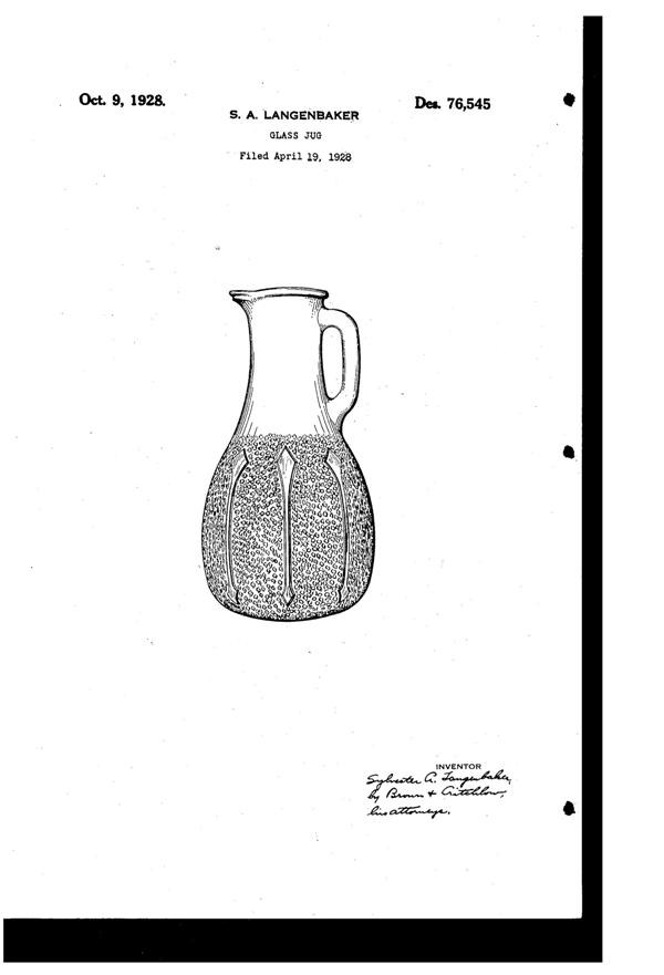 MacBeth-Evans Jug Design Patent D 76545-1