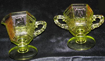 Heisey by Imperial #1590 Zodiac Creamer and Sugar