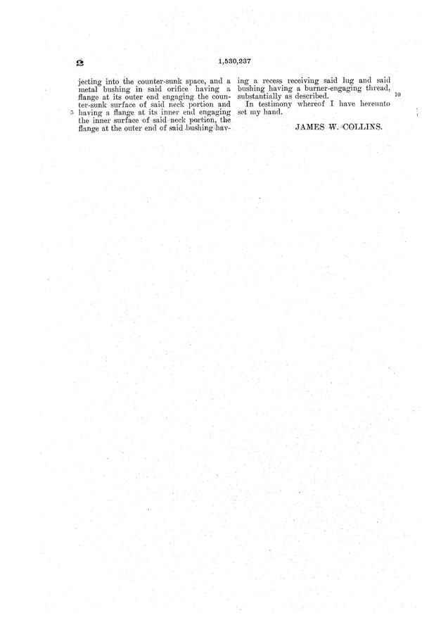 Bartlett Collins Lamp Burner Holder Patent 1530237-3