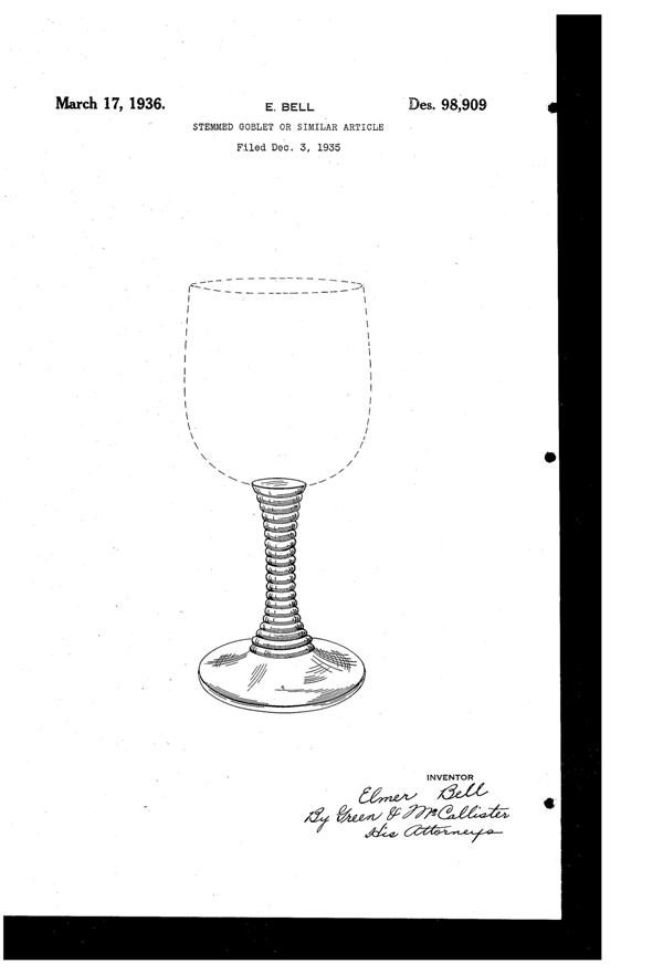 Bryce #  81, # 185, # 799, # 857 Stem Design Patent D 98909-1