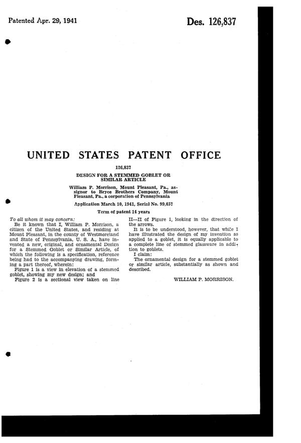 Bryce Footed Tumbler Design Patent D126837-2