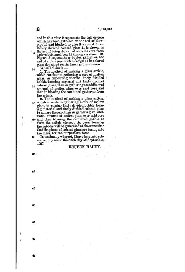 Consolidated #1100 Catalonian Colored Bubbled Glass Patent 1816045-4