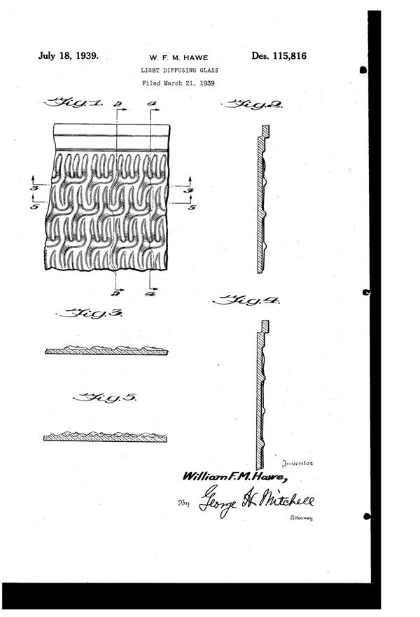 Consolidated Light Diffusing Glass Design Patent D115816-1