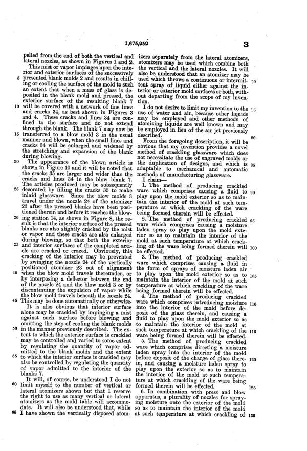 Federal Crackle Glass Production Patent 1675952-5