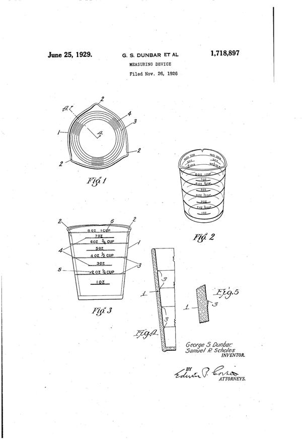 Federal Three-Spout Measuring Cup Patent 1718897-1