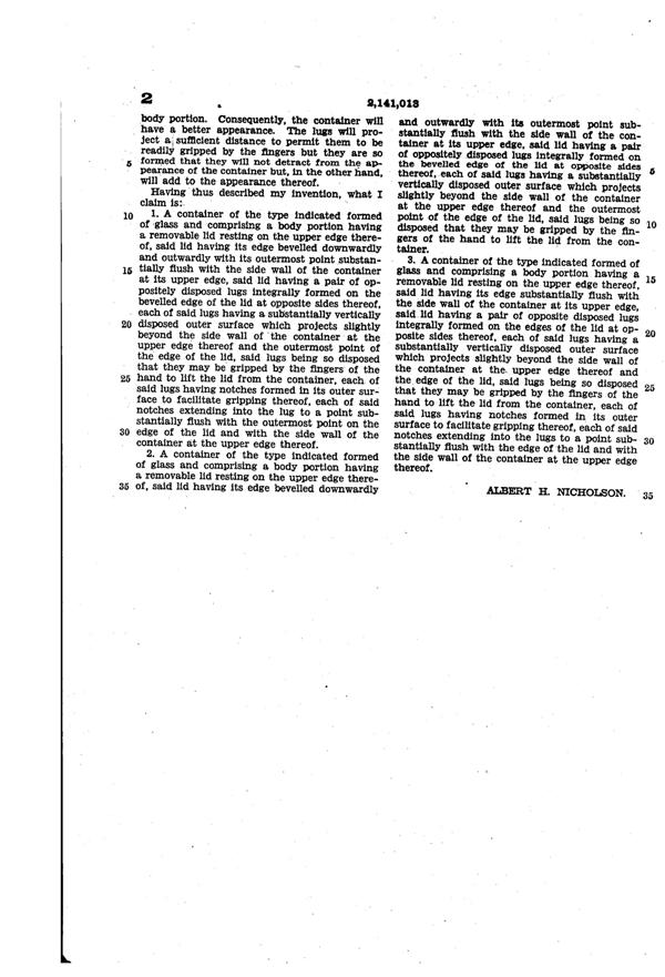 Federal Refrigerator Dish Patent 2141013-3
