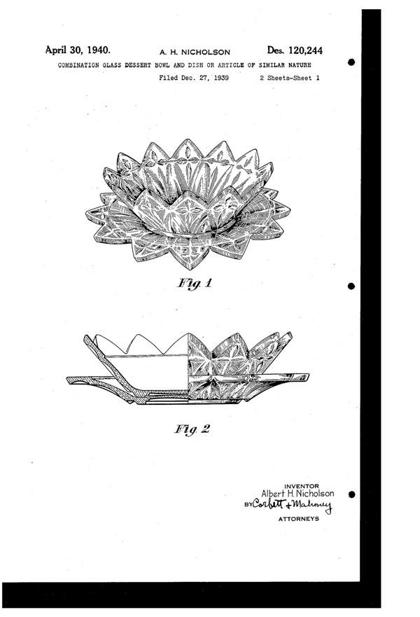 Federal Petal Dish Design Patent D120244-1