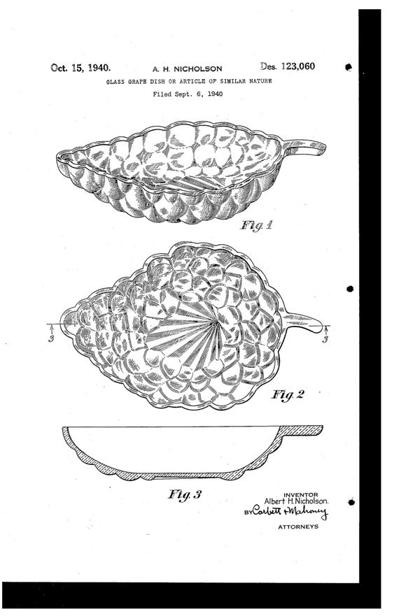 Federal Grape Dish Design Patent D123060-1