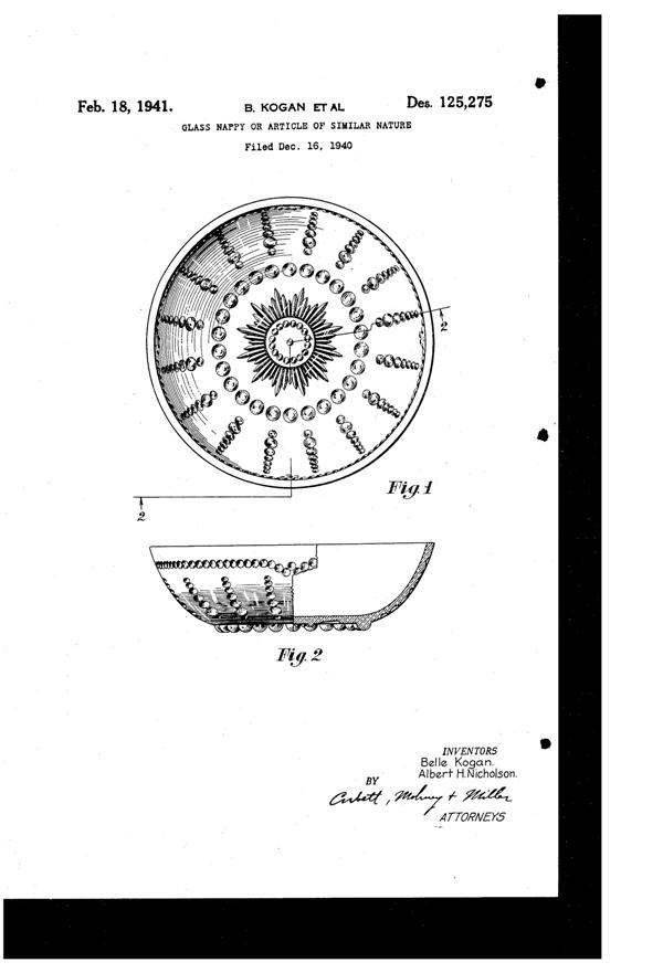Federal Columbia Bowl Design Patent D125275-1