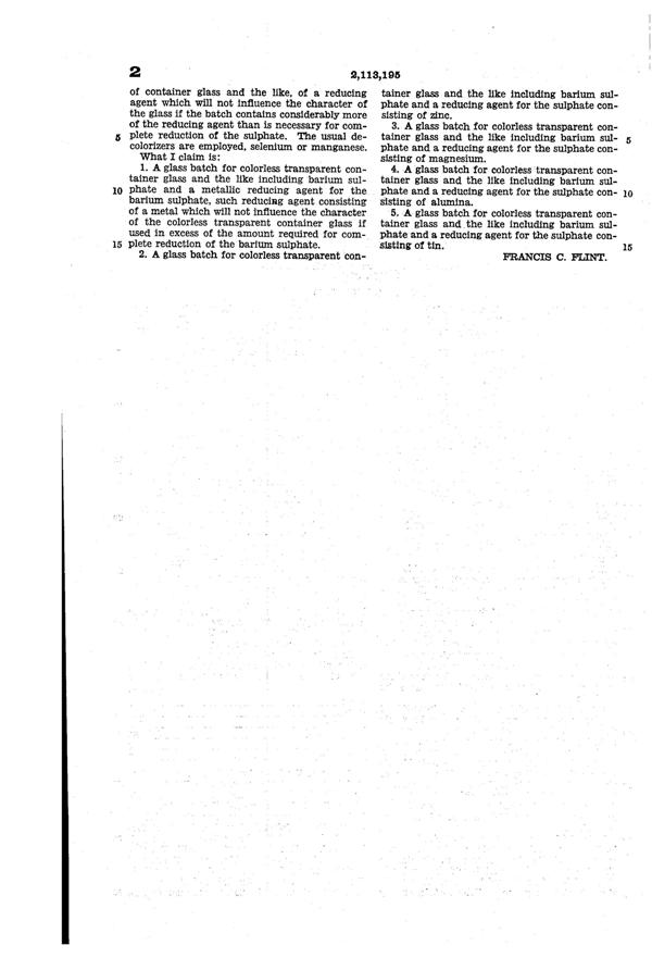 Hazel-Atlas Glass Formula Patent 2113195-2