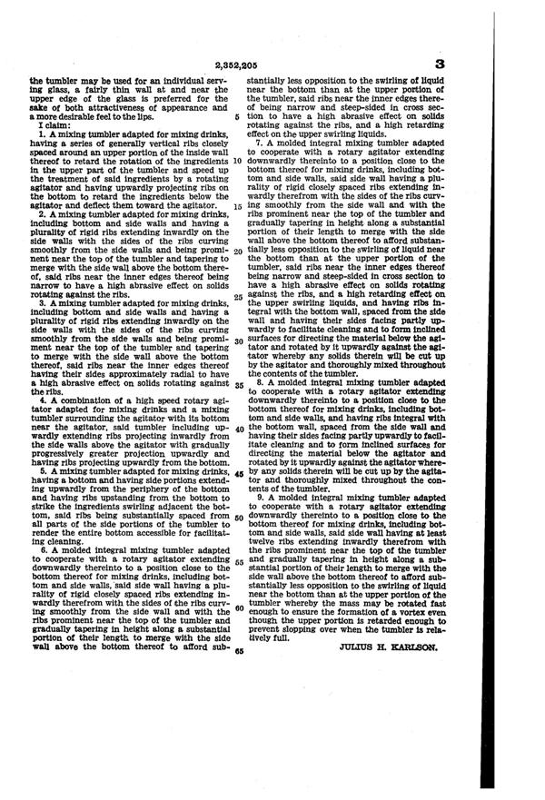 Hazel-Atlas Kar-Lac Mixer Tumbler Patent 2352205-5