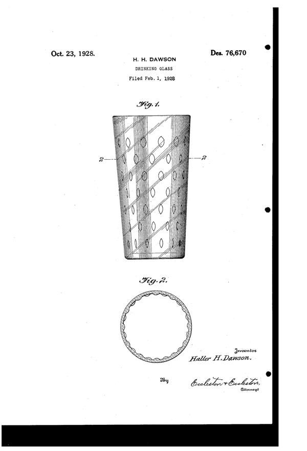 Hazel-Atlas Tumbler Design Patent D 76670-1