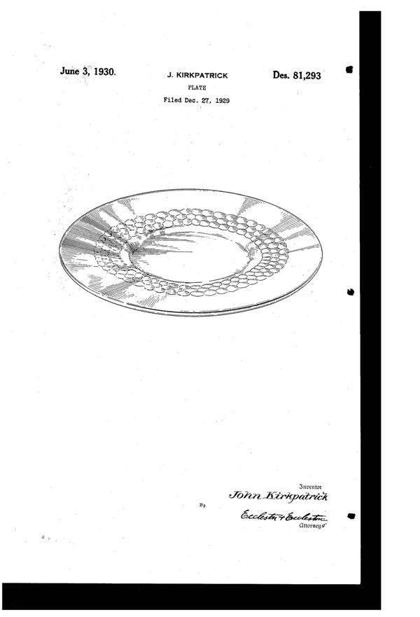 Hazel-Atlas Georgian Plate Design Patent D 81293-1