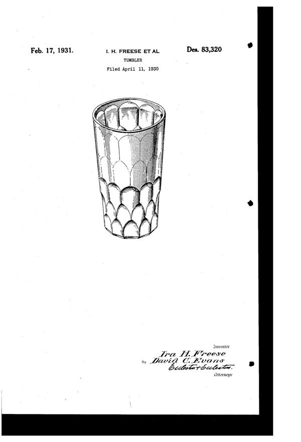Hazel-Atlas Georgian Tumbler Design Patent D 83320-1
