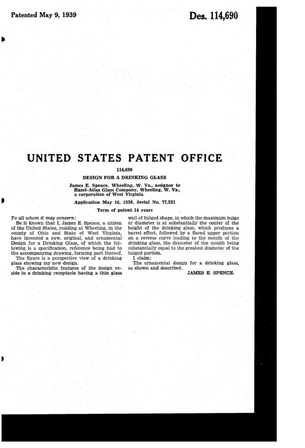 Hazel-Atlas Tumbler Design Patent D114690-2