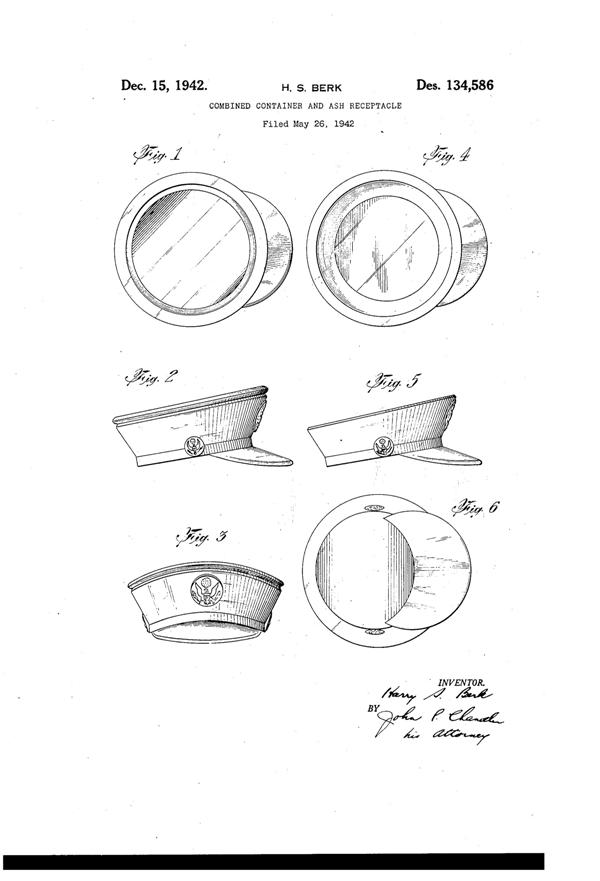 Jeannette Military Hat Powder Jar Design Patent D134586-1