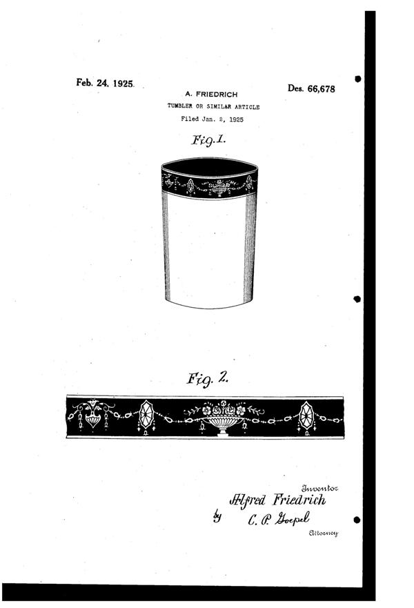 National Silver Deposit Ware Bouquet & Ornaments Swag Decoration on Tumbler Design Patent D 66678-1