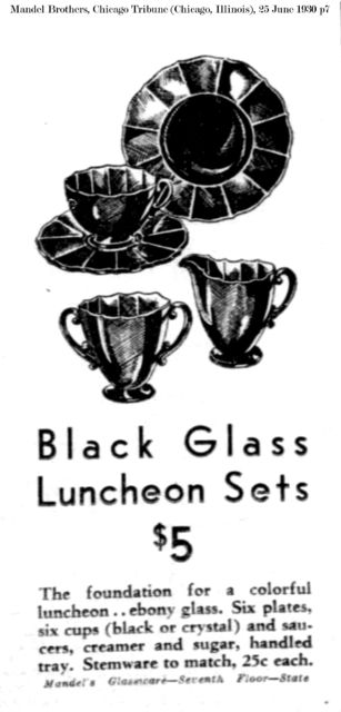 New Martinsville #  34 Addie Black Luncheon Set Advertisement