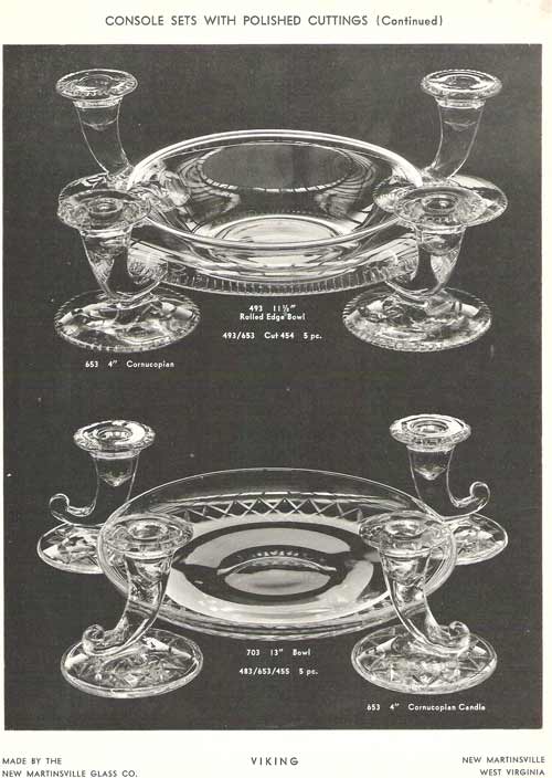 New Martinsville Console Sets with Polished Cuttings