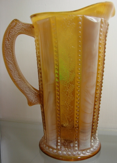 Greentown Holly Amber Pitcher