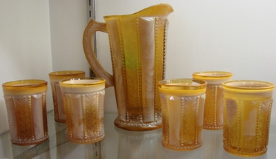 Greentown Holly Amber Water Set