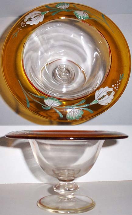 Tiffin Unknown Painted Decoration on Amber Stain
