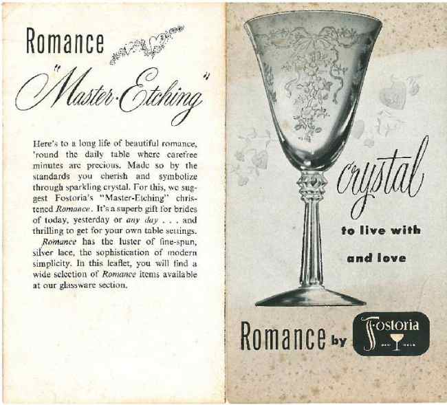 Fostoria Romance Brochure--Cover