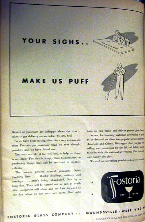 Fostoria Glass Ad