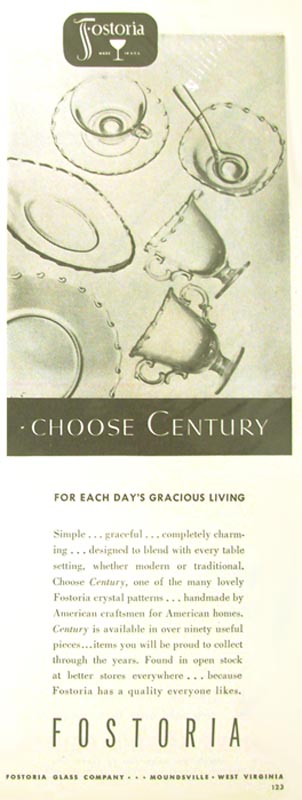 Fostoria Century Advertisement