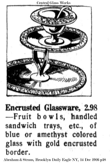 Central Glass Works Gold-Encrusted Glassware Advertisement