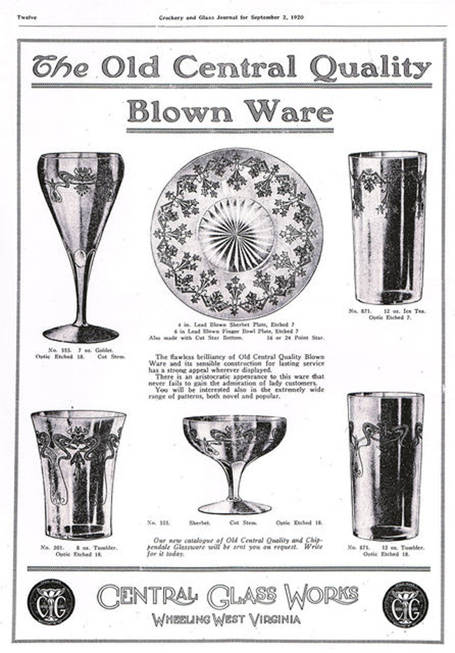 Central Glass Works Advertisement