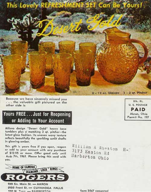 Anchor Hocking Milano Desert Gold Postcard