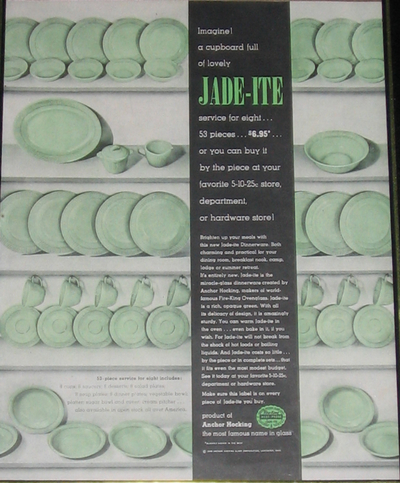 Anchor Hocking Jade-ite Ad - 1948