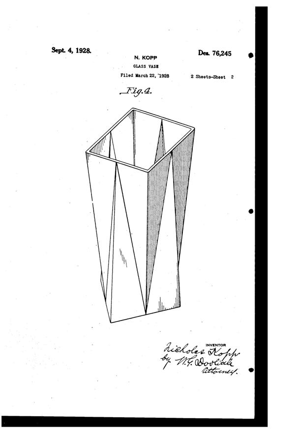 Kopp Vase Design Patent D 76245-2