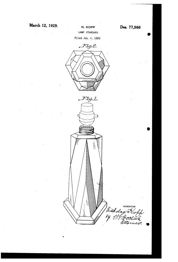 Kopp Lamp Base Design Patent D 77966-1