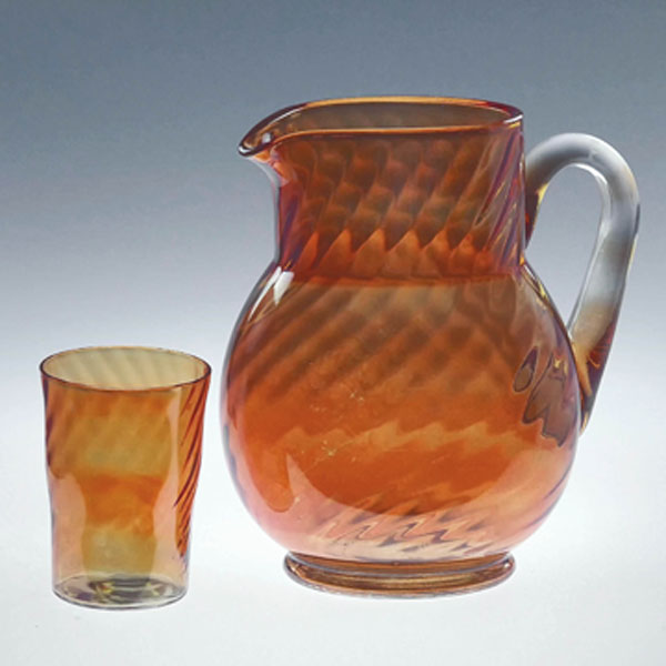 Bartlett-Collins "Spiral Optic" Pitcher & #416 Tumbler