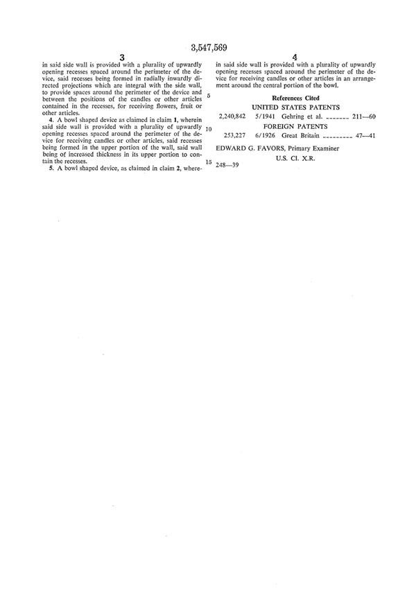 Fenton Candle Bowl Patent 3547569-4
